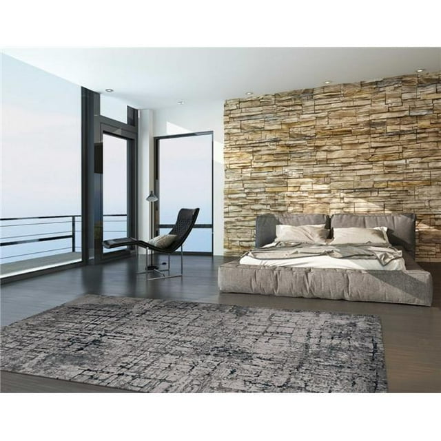 Tapis en Polypropylène et Polyester Ivoire/gris de 79 X 114 Po