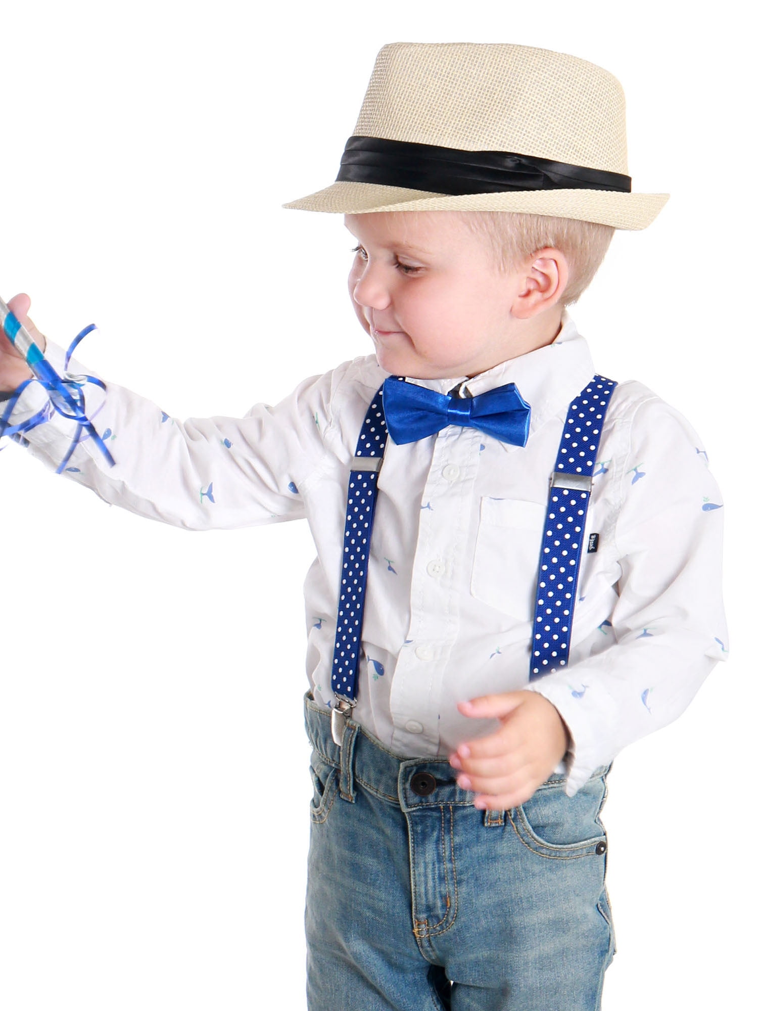 Kids Fedora Hats Boys Straw Sun Hats for Kids with Black Band Accent