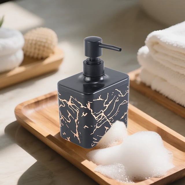 540ml Hand Soap Dispenser Bottle | Refillable Plastic Pump | Silver Gold Colors | Compact 5.5in Bathroom Kitchen Countertop Lotion Shampoo Shower Gel Pump Station