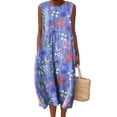 thumbnail image 1 of Vestido largo Akivide con estampado floral bohemio de verano con bolsillos, 1 of 2
