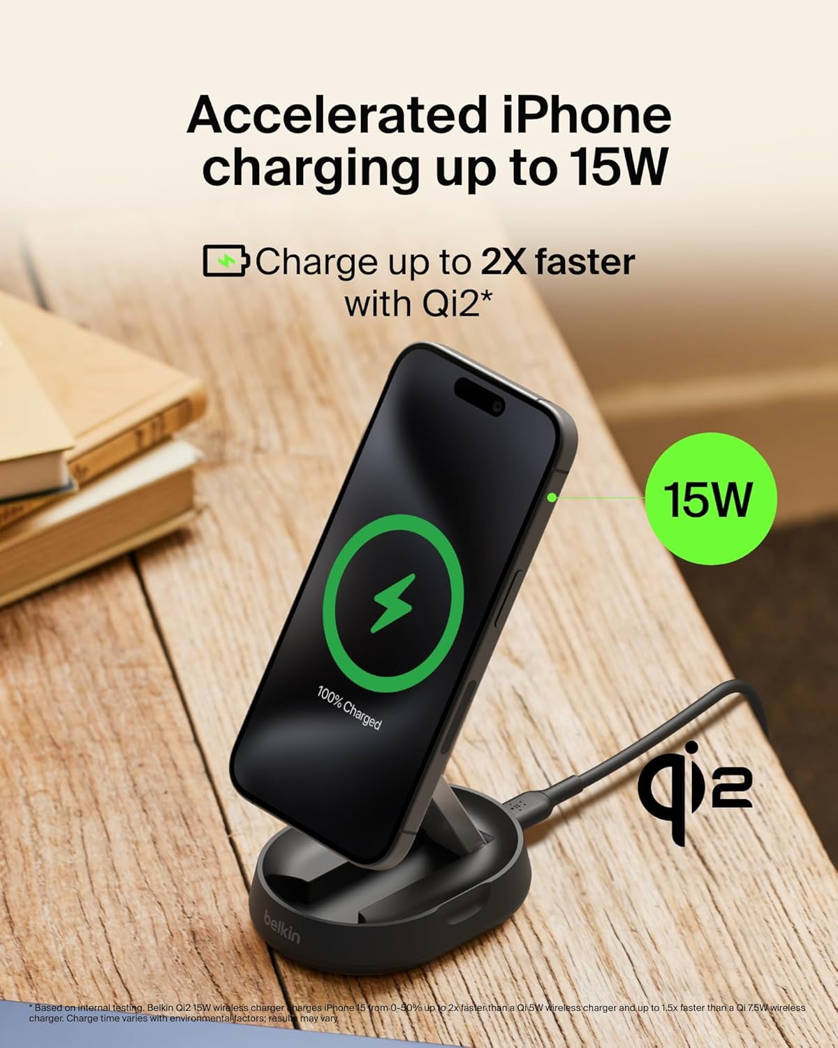 Belkin Convertible Magnetic Charging Stand 15W - MagSafe-Compatible Fast Qi2 Charger, Charger for Apple iPhone 16, 16 Plus, 16 Pro, 16 Pro Max, 16e, iPhone 15 & 14, Apple Airpods Pro- Black