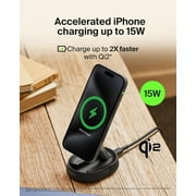Belkin Convertible Magnetic Charging Stand 15W - MagSafe-Compatible Fast Qi2 Charger, Charger for Apple iPhone 16, 16 Plus, 16 Pro, 16 Pro Max, 16e, iPhone 15 & 14, Apple Airpods Pro- Black