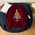 thumbnail image 4 of CEHVOM Femmes Manches Longues Col Rond Imprimé de Noël T-Shirt Décontracté Hauts Chandail Blouse, 4 of 4