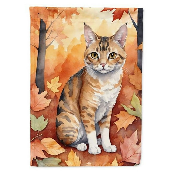 Carolines Treasures DAC7156GF 15.5 x 11.25 in. Oregon Rex Cat in Fall Leaves Garden Flag