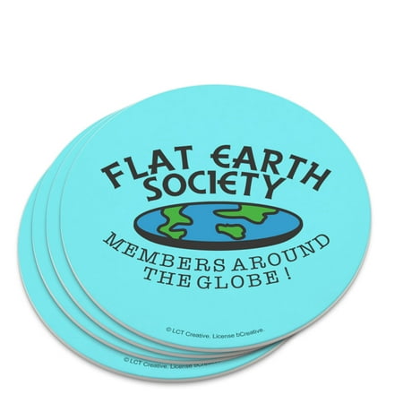 

Flat Earth Society Members Around the Globe Funny Humor Novelty Coaster Set