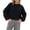 Black, variant on Women's Loose Solid Color Short Round Neck Pullover Long Sleeve Knit, Comfortable and Casual Sweater, Short Length Design, Perfect for High-Waisted Bottoms, Soft Knit for Women,Yellow,S