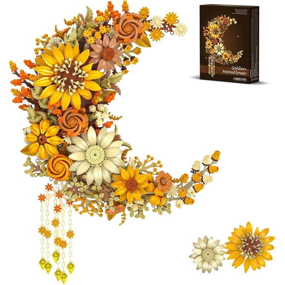 Yincuntons Golden Sunflower Botanical Building Set Compatible with Lego Flower Botanical Collection Home Decor for Women