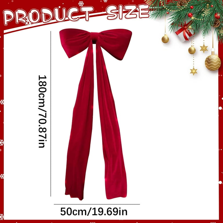 Christmas Decorations,6 Ft Giant Big Red Velvet Bow for Christmas Tree Topper Wall Mantle Indoor Party Valentines Xmas Decoration
