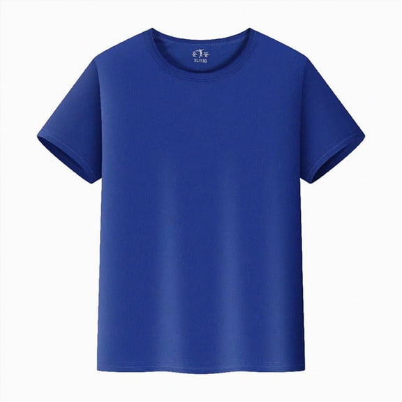 BOBOGOJP Boys/Kids/Toddlers Crew Neck Cotton T-Shirts Short Sleeve Summer Basic Tops Blue for Size 4-5 Years