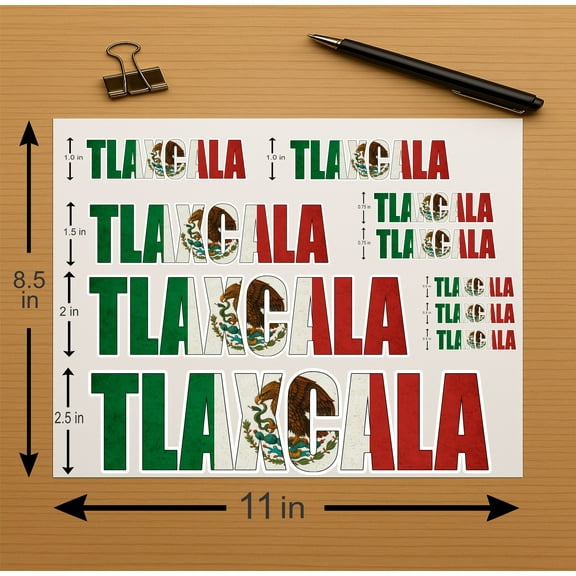 Tlaxcala Mexico Flag Letters Vinyl Sticker Decal Set – Full Color, Laminated , Weatherproof – for Cars, Laptops, Toolboxes, Coolers, and More