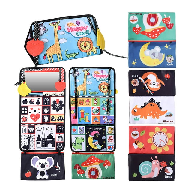 Baby Cloth Book Sensory Toy for High Contrast Montessori Prone Learning Activity with Soft Fabric Educational Development