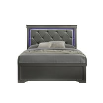 Blaze Modern Stylish Queen Bed Wooden Frame in Gray Finish