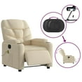 thumbnail image 5 of vidaXL Electric Massage Recliner Chair Cream Fabric, 5 of 9
