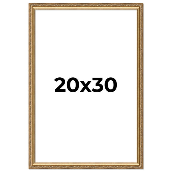 20x30 Frame Gold Solid Wood Picture Frame Width 1.25 Inches | Interior Frame Depth 0.375 Inches |