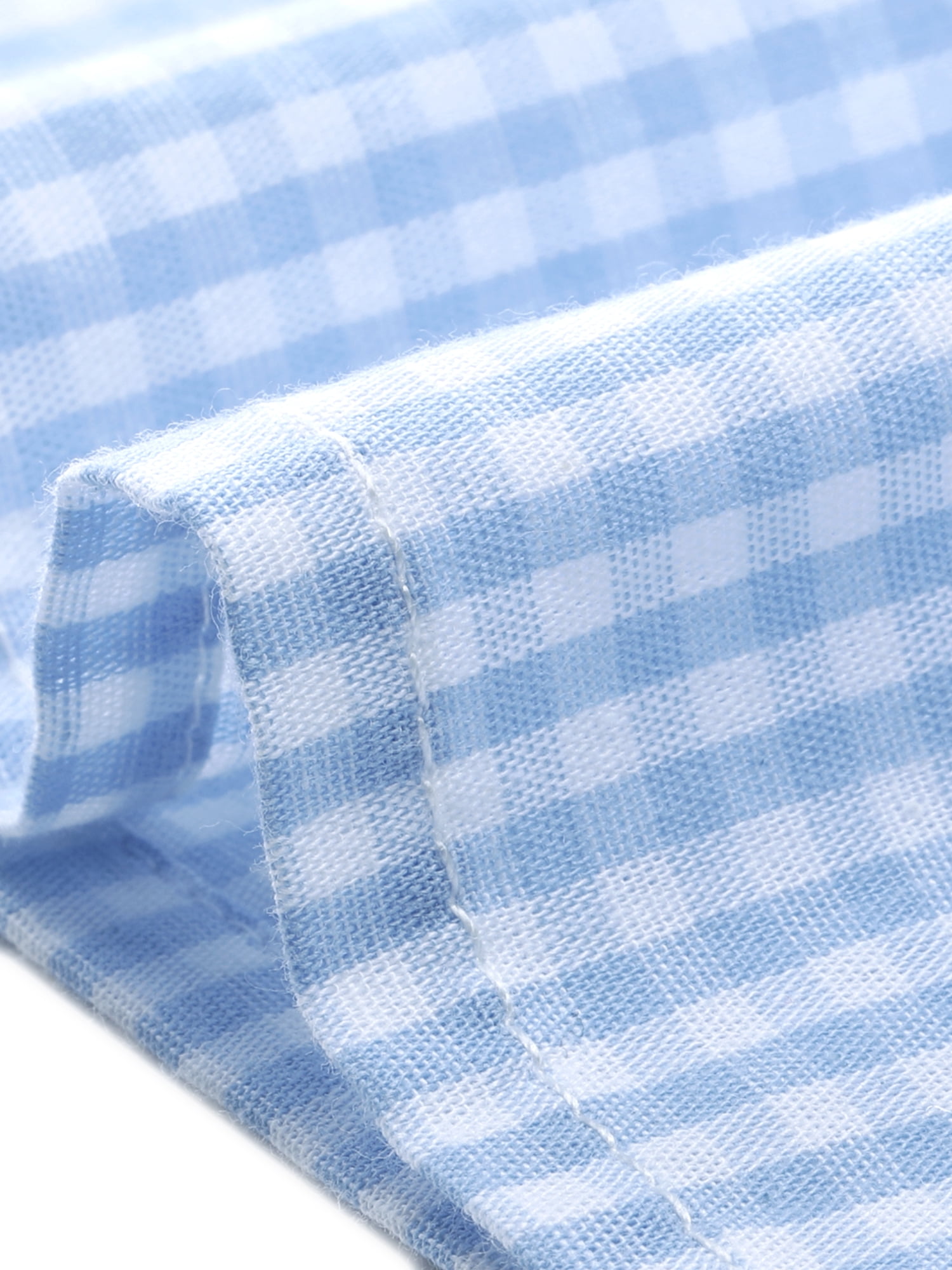 DARING DIVA Women's Plaid Puff Sleeves Gingham Blouse Shirt XS Light Blue