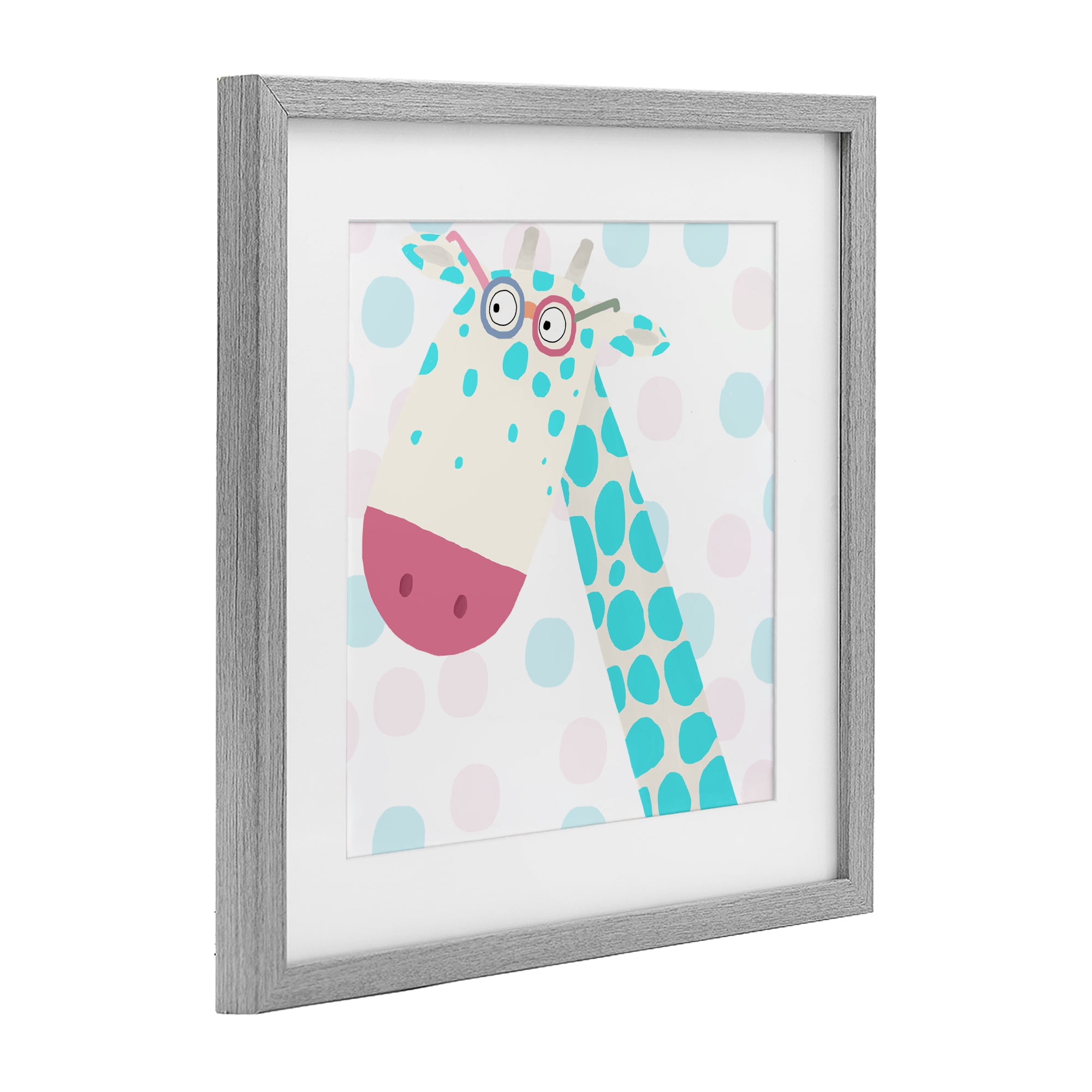 Stupell Industries Electric Blue Giraffe Gray Framed Print Under Glass, design by Carla Daly