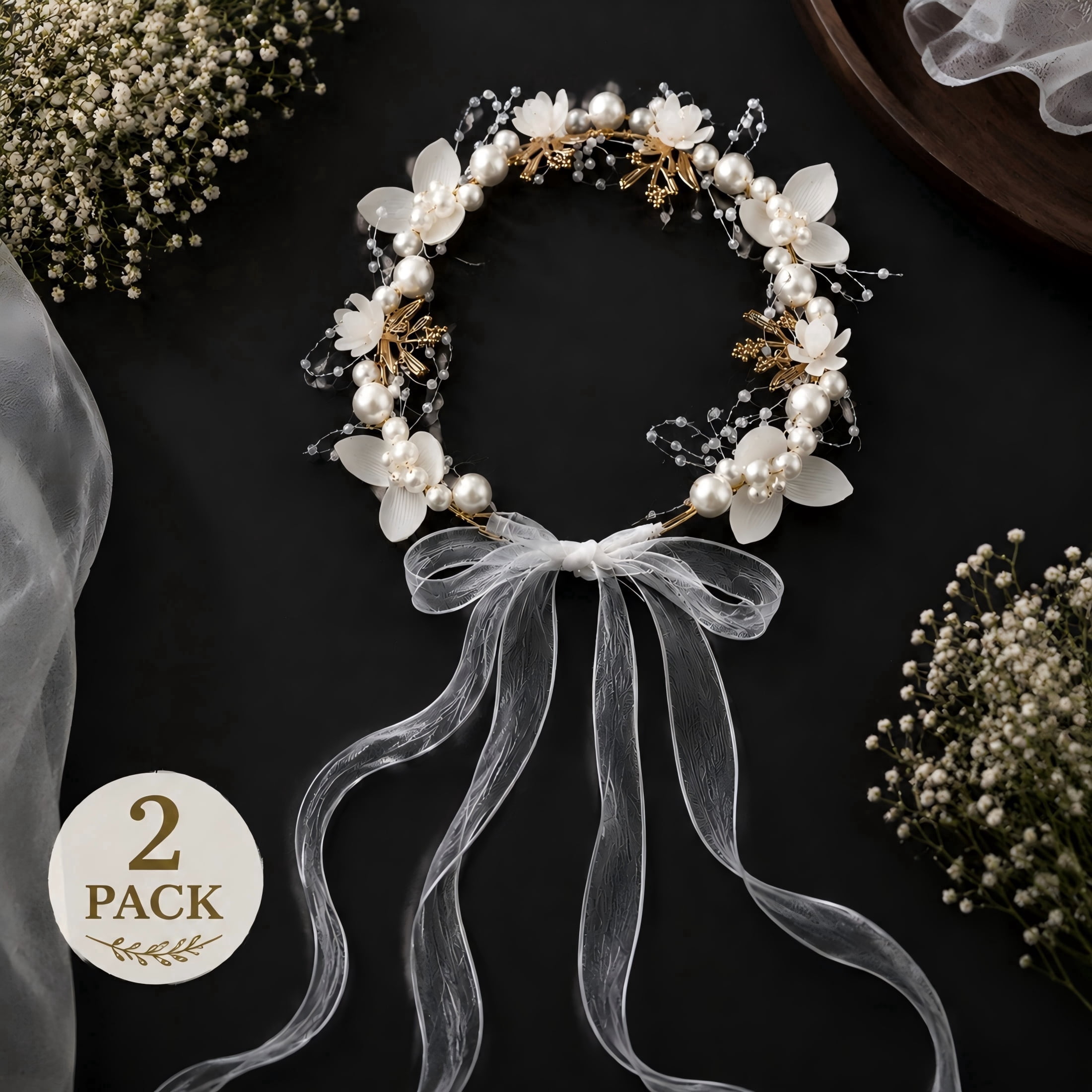 Crystal Leaf Wedding Headband Hair Accessory Bendable Wire Rhinestone Pearl LOVFOIVER Rhinestone Wedding Headband - Handmade Leaf  main image 2