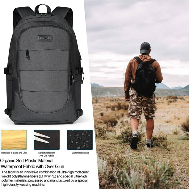 1 mochila portatil de viajes bolsa antirrobo resistente al agua con puerto de carga USB y bloqueo Walmart en linea