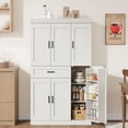 thumbnail image 5 of Modern Freestanding Kitchen Pantry Cabinet, 70" Tall Hutch with Doors, Shelves & Large Drawer – Space-Saving Storage Organizer for Kitchen, Dining Room & Living Room, Antique White, 5 of 8