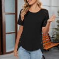 thumbnail image 2 of Ltctricy Women's Tops Trendy Lace Short Sleeve Crew Neck Asymmetrical Hem T Shirts Casual Tunic Blouses, 2 of 7