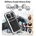 thumbnail image 3 of Allytech Rugged Case for iPhone 13 (6.1") Cover with Built-in Screen Protector, PC Back + Anti-Drop Silicone + Front Metal Frame Shockproof Stand Hand Rope Case for iPhone 13 2021, Silver, 3 of 5