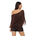 thumbnail image 5 of Forever 21 Women’s Fringe Off-the-Shoulder Crochet Poncho, Open Knit Boho Cover-Up Top for Festivals and Beach Styling, XS-XL, 5 of 6