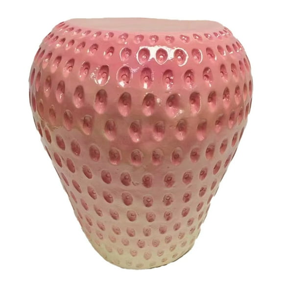 Resin Strawberry Accent Stool - Weatherproof Side Table & Plant Stand for Outdoor/Indoor Use