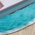 thumbnail image 4 of Blue Round Rug Faux Fur Sheepskin Area Rugs Fluffy Plush Carpet Washable Shaggy Mat for Living Room Bedroom Home Decor, 2.6 ft, 4 of 6