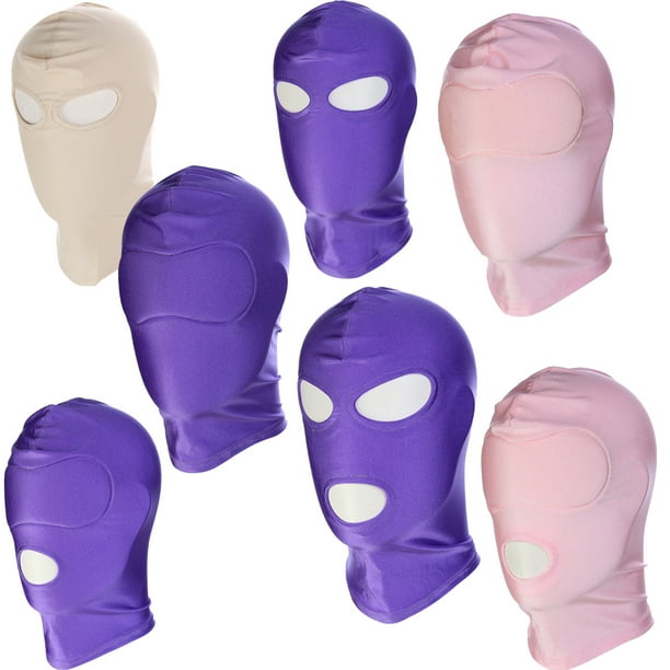 Produits pour adultes Cagoule en tissu élastique Masque de cosplay pour la  bouche et les yeux Cadeau d'Halloween Cagoule sexy (Yeux violets exposés-M)  