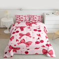 thumbnail image 2 of Homewish Kawaii Pink Bowknot Queen Comforter Set, Cartoon Cherry Leaf Plant Bedding Sets, Teens Kids Boys Girls Reversible Bedding Comforter Set, Breathable Home Decor, 3 Pieces, 2 of 8