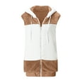thumbnail image 4 of gbyLJF Sleeveless Jacket for Women Color-blocked Drawstring Full Zipper Hoodie Coat Fall Winter Fleece Warm Jackets, 4 of 5