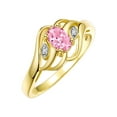 thumbnail image 4 of RYLOS Rings for Women 14K Yellow Gold Ring Classic Style Birthstone Ring 6X4MM Gemstone & Diamonds October Pink Ice Jewelry for Women Size 9, 4 of 8