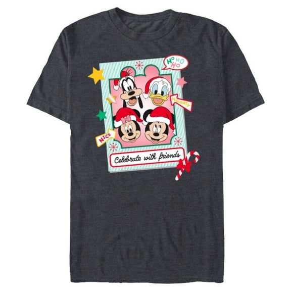Disney Mickey Mouse & Pals Christmas Celebrate with Friends - Short Sleeve Blended T-Shirt for Adults - Customized-Navy Heather