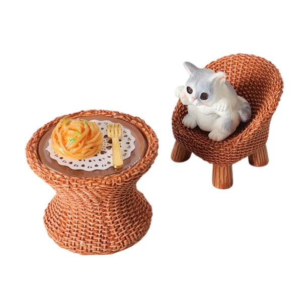 Figura de gato en miniatura con muebles, modelo de diorama, accesorio para fotos, juguete de simulación Gato con garras abiertas