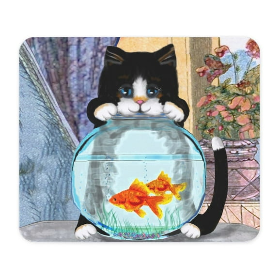 CafePress - Cat Spying On Fish Mousepad - Non-slip Rubber Mousepad, Gaming Mouse Pad