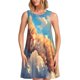 thumbnail image 1 of Balery Cloud Sleeping Cat Vestidos de verano para mujer con estampado: vestido holgado sin mangas, vestido playero informal y cómodo para días calurosos., 1 of 7