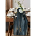 thumbnail image 4 of Marble Navy Blue Table Runner-Cotton Linen- 36 Inch Holiday Dresser Scarves, Abstract Gold Crack Rock Cave Tablerunner for Kitchen Coffee/Dining Bedroom Home Living Room Dinner Scarf Décor 13x36, 4 of 9