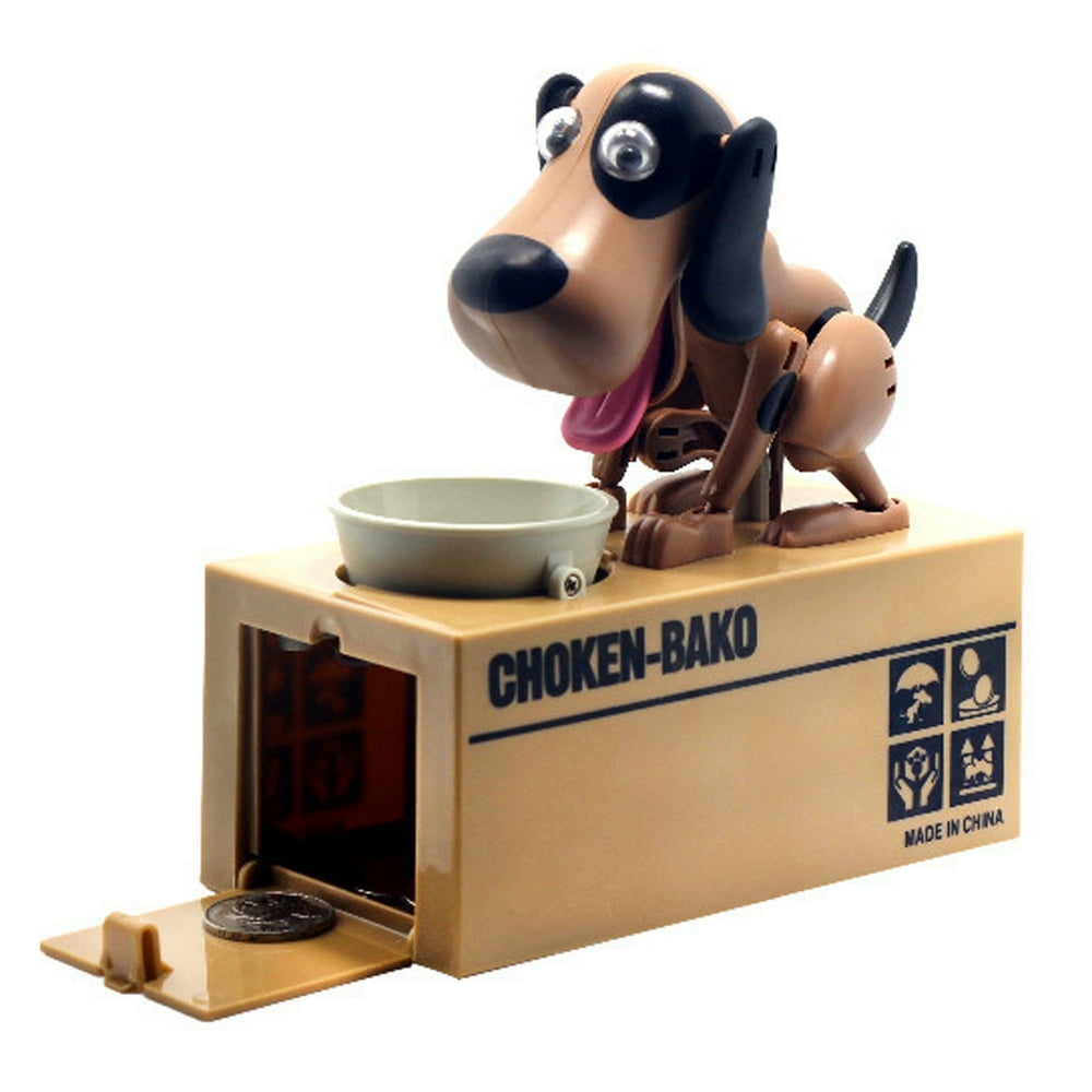 Cute Choken Bako Hungry Dog Eating Automatic Coin Piggy Bank Money Box