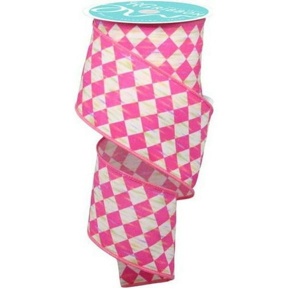 2.5" Antique Diamond Ribbon: Hot Pink (10 Yards)