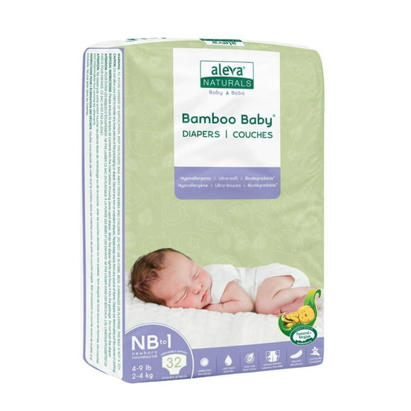 Aleva Naturals® Couches Bamboo Baby (Taille NB-1) - 32 Format
