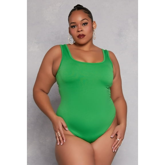 Womens Plus Size Square Neck Tank Bodysuit