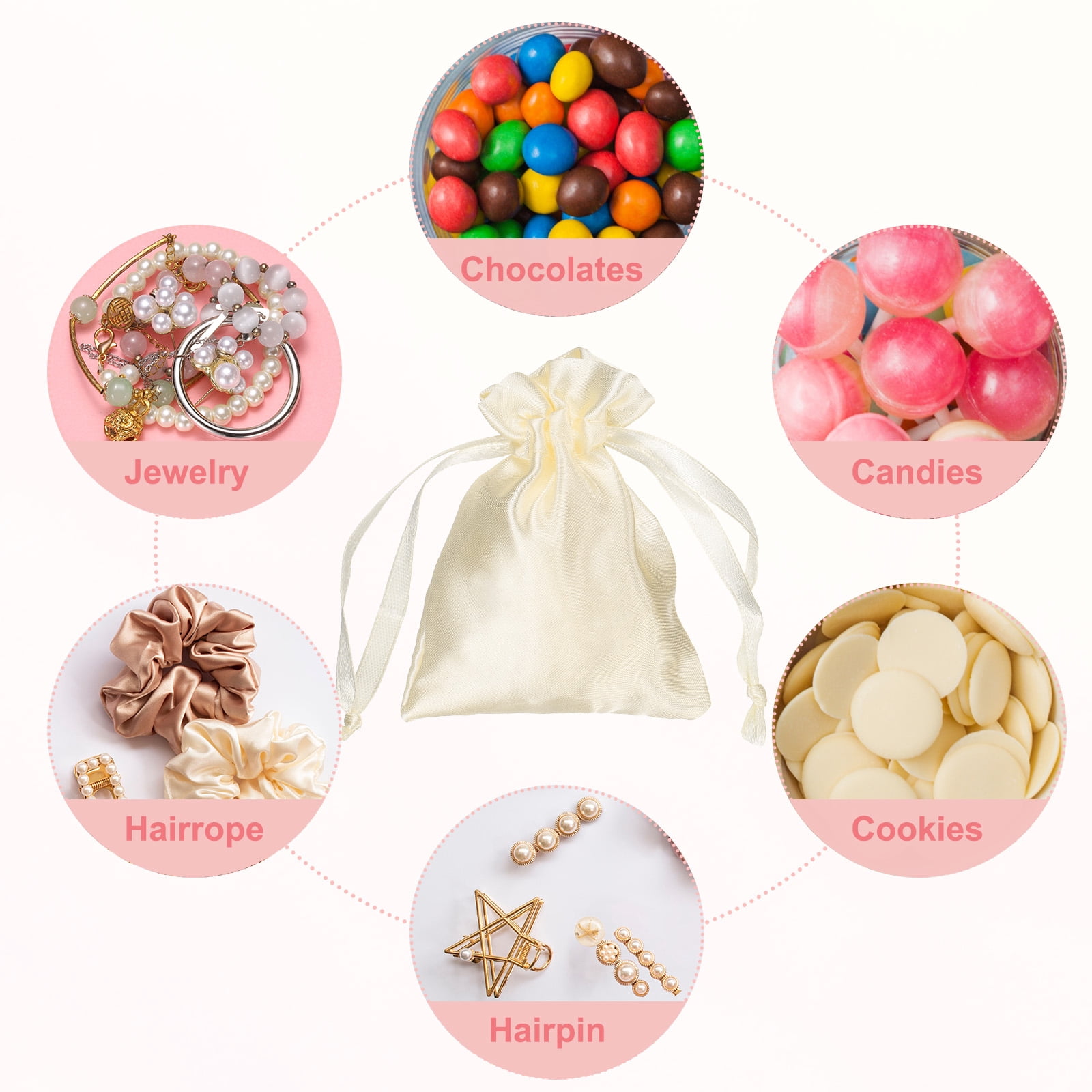 Unique Bargains Party Favor Bags for Birthday Candy Occasions Beige 3.5" x 2.8"