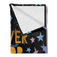 thumbnail image 2 of Saying Soft Flannel Fleece Throw Blanket, Never Stop Dreaming Message on a Grunge Cosmic Background with Stars, Cozy Plush for Indoor and Outdoor Use, 70" x 90", Multicolor, by Ambesonne, 2 of 5