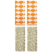 Unique Bargains 4 Pcs Bathroom Geometric Hand Towels Orange/Khaki 13" x 29"/14" x 30"