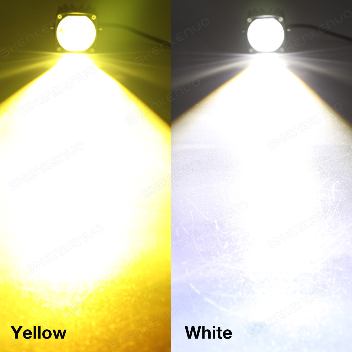 2x 2" 8D Lens LED Work Light Bar Cube Pods - Offroad Spot Driving Lights, Yellow & White (20W, 12V)