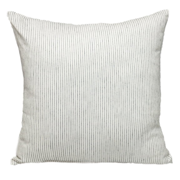 Nassau Collection Striped Woven Cotton Throw Pillow - 20" - White and Gray