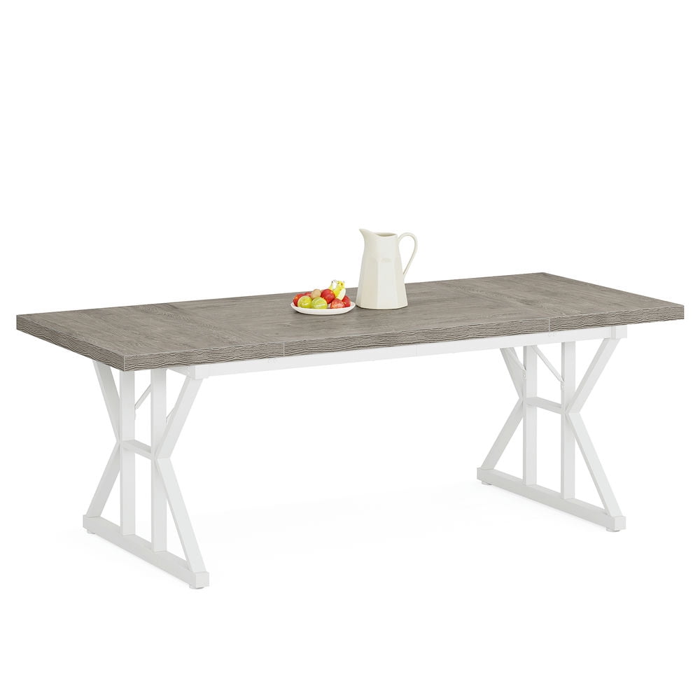 Spaco 6FT Conference Table, Rectangle Meeting Room Table Executive Desk, Desk for Indoor as Home, Office, Gray+White