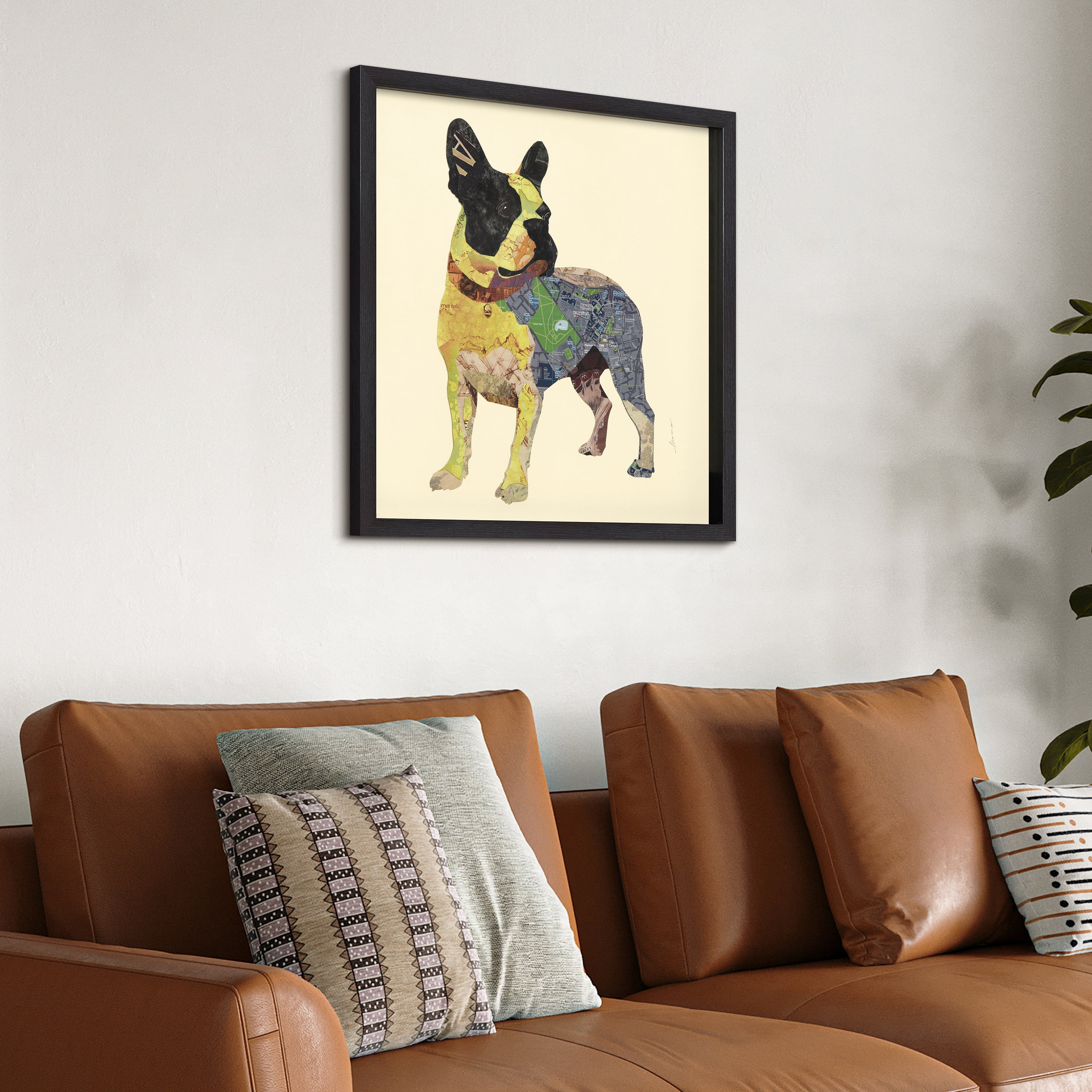 Empire Art Direct Boston Terrier Dimensional Collage Framed Graphic Art Under Glass Wall Art, 25" x 25" x 1.4", Ready to Hang