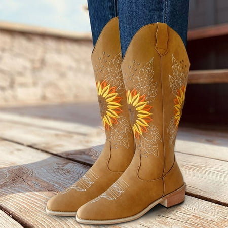 

Boots Fashion Large Women s Boots Heel Toe Size Style Embroidered Ethnic women s boots