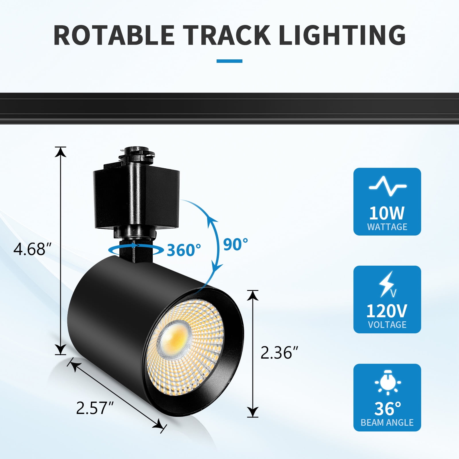 6-Light LED Track Lighting Kit with 6.6FT H Type Track Lighting Rail, Dimmable Track Lights Modern Kitchen Track Lighting Fixtures Ceiling Spot Light 2700K-5000K, CRI90+, 36° Beam 10W 800lm, Black